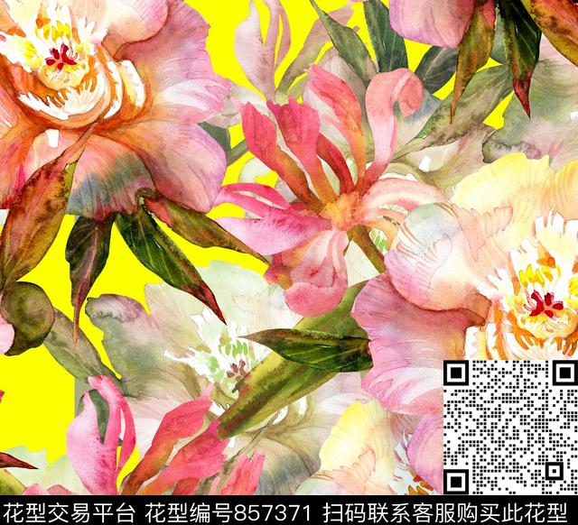 防数码大花花朵数码印花华亿平台下载（图片编号: 857371） - 瓦栏（Walan）