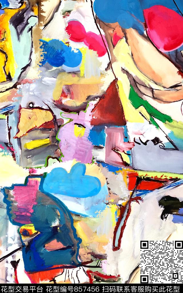 抽象肌理彩色数码印花华亿平台下载（图片编号: 857456） - 瓦栏（Walan）