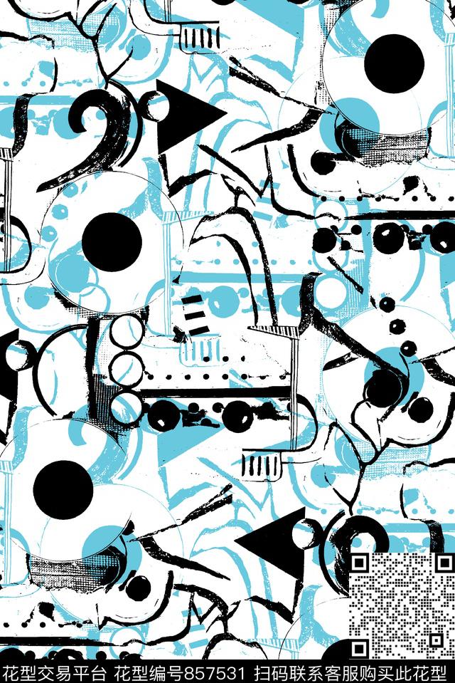 抽象几何靓仔男装华亿平台传统印花华亿平台下载（图片编号: 857531） - 瓦栏（Walan）