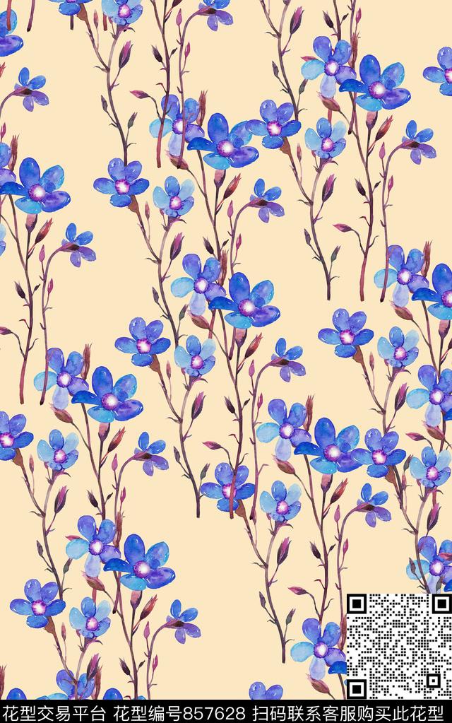 春夏清爽雪纺真丝棉丝巾布料泳装民族风印花抽象手绘水彩画植物纹理渐变花卉数码印花时尚潮流女装裙子彩绘纹理花朵印花数码印花华亿平台下载（图片编号: 857628） - 瓦栏（Walan）