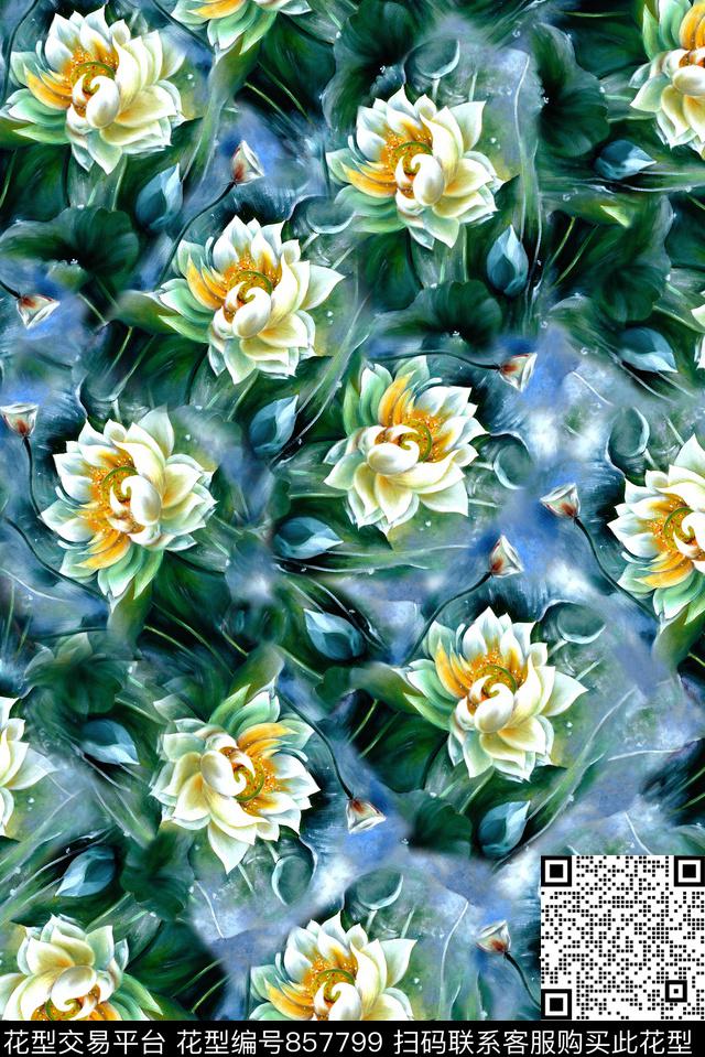 家纺类床品中国风数码印花华亿平台下载（图片编号: 857799） - 瓦栏（Walan）