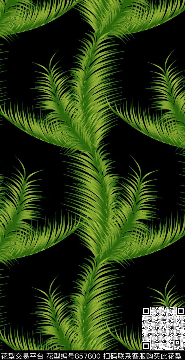 热带棕榈叶数码数码印花华亿平台下载（图片编号: 857800） - 瓦栏（Walan）
