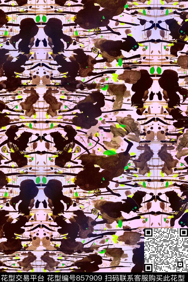 花卉叶子抽象感传统印花华亿平台下载（图片编号: 857909） - 瓦栏（Walan）