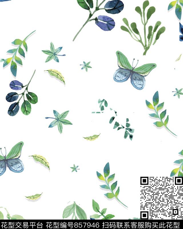 花卉水彩夏日传统印花华亿平台下载（图片编号: 857946） - 瓦栏（Walan）