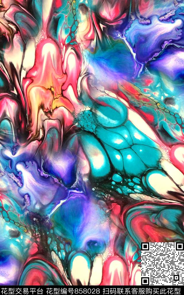 抽象肌理满版数码印花华亿平台下载（图片编号: 858028） - 瓦栏（Walan）