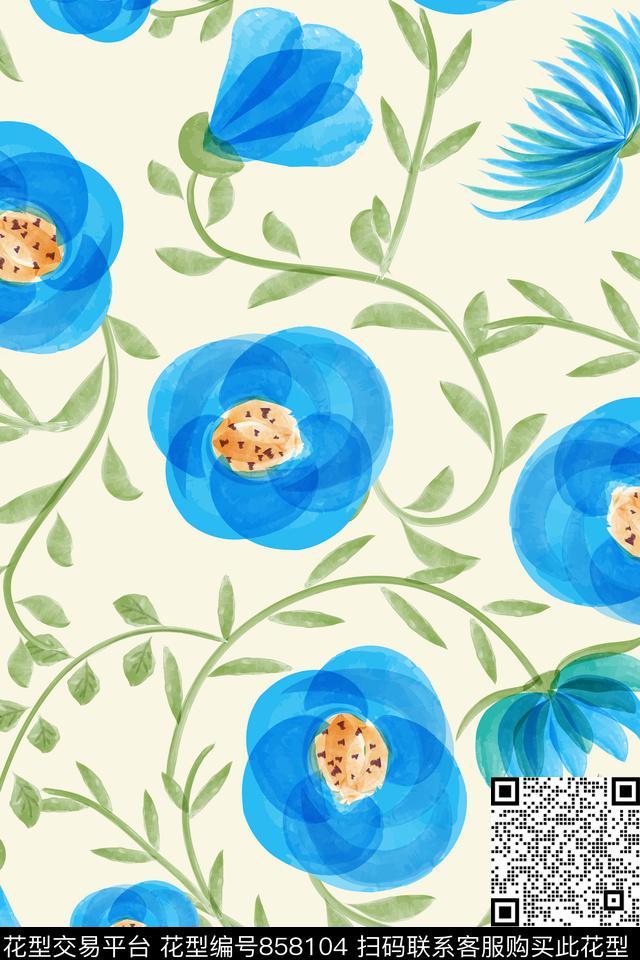 花卉花朵花瓣传统印花华亿平台下载（图片编号: 858104） - 瓦栏（Walan）