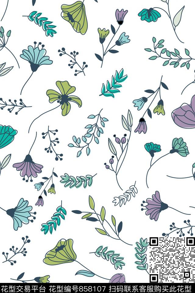 小碎花花瓣花朵传统印花华亿平台下载（图片编号: 858107） - 瓦栏（Walan）