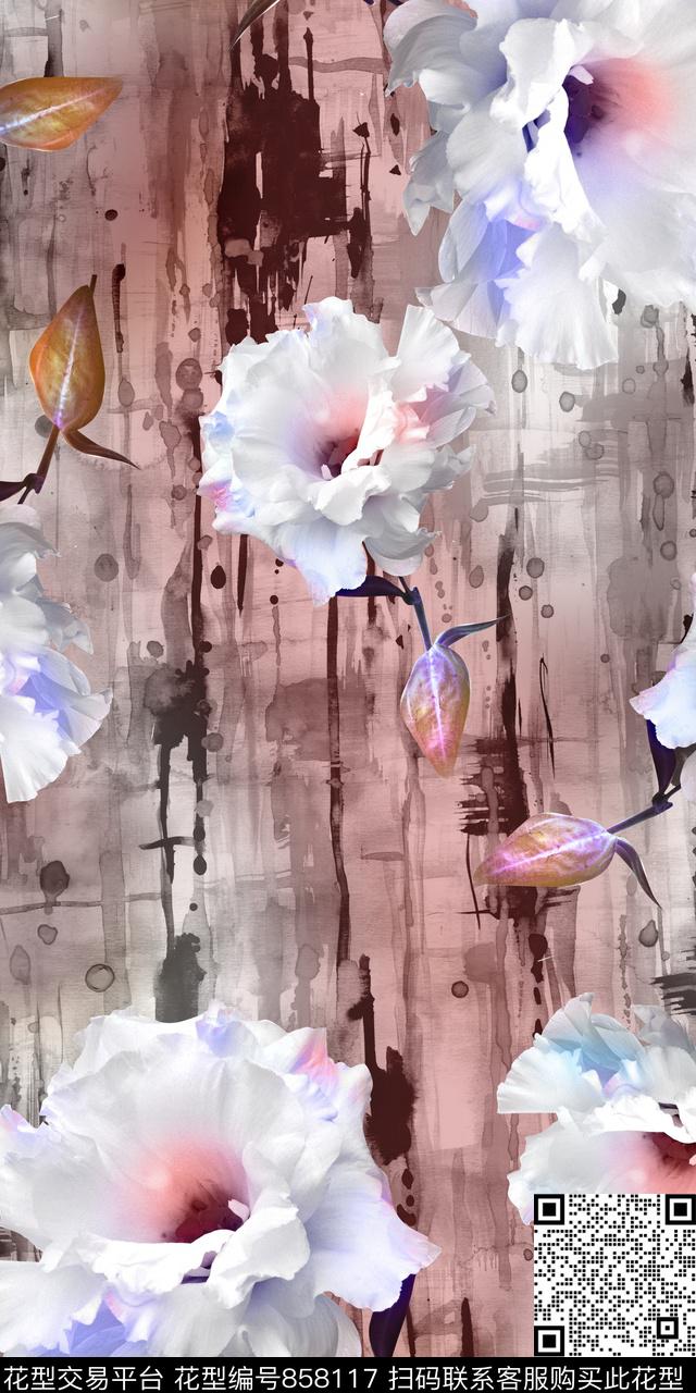 大花花卉数码数码印花华亿平台下载（图片编号: 858117） - 瓦栏（Walan）