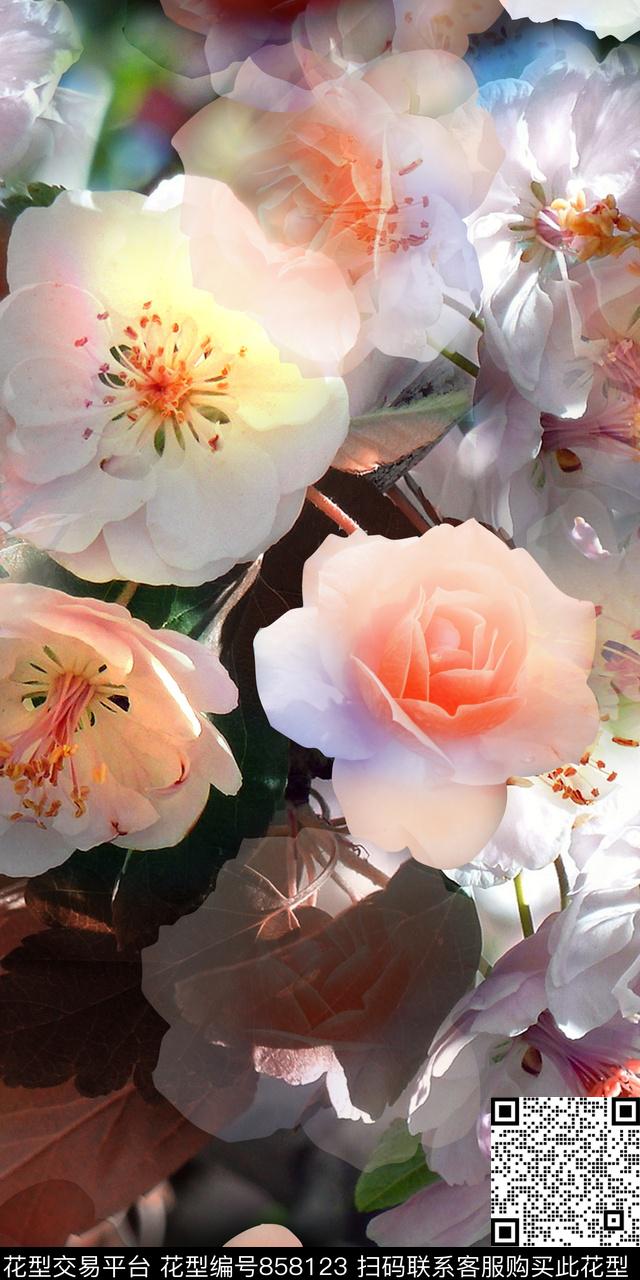 大花花卉数码数码印花华亿平台下载（图片编号: 858123） - 瓦栏（Walan）