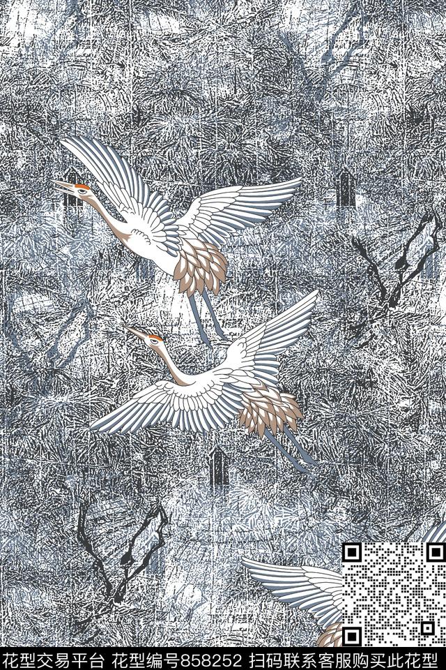 抽象纹理飞鸟男装夹克华亿平台传统印花华亿平台下载（图片编号: 858252） - 瓦栏（Walan）