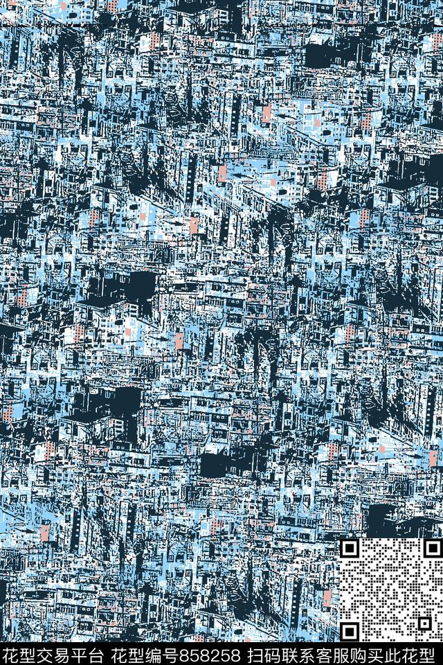 抽象纹理房子男装夹克华亿平台传统印花华亿平台下载（图片编号: 858258） - 瓦栏（Walan）