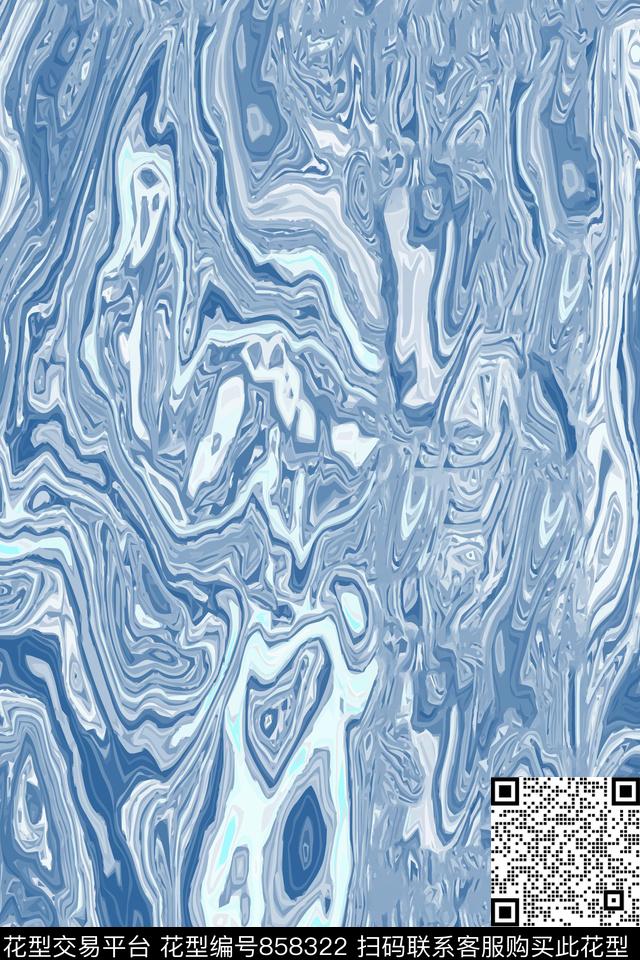 液态体抽象不规则几何数码印花华亿平台下载（图片编号: 858322） - 瓦栏（Walan）