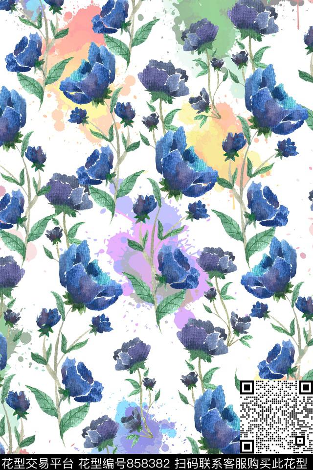 花朵花瓣花卉数码印花华亿平台下载（图片编号: 858382） - 瓦栏（Walan）