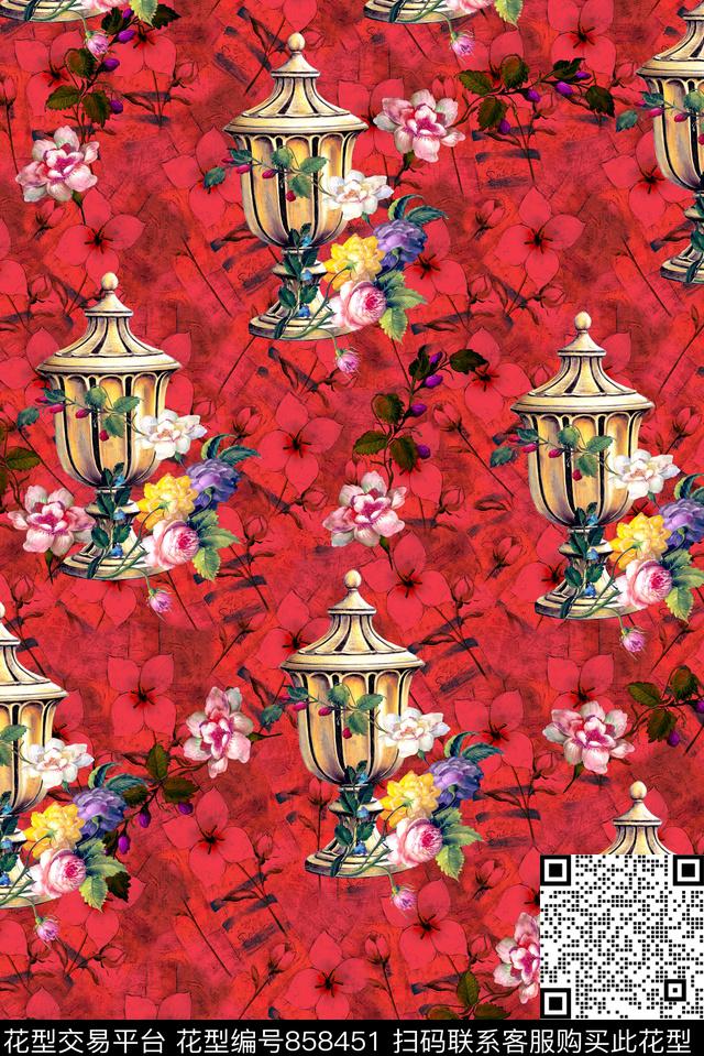 花朵花卉女装数码印花华亿平台下载（图片编号: 858451） - 瓦栏（Walan）