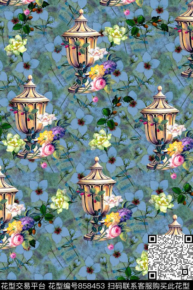 花朵花卉女装数码印花华亿平台下载（图片编号: 858453） - 瓦栏（Walan）