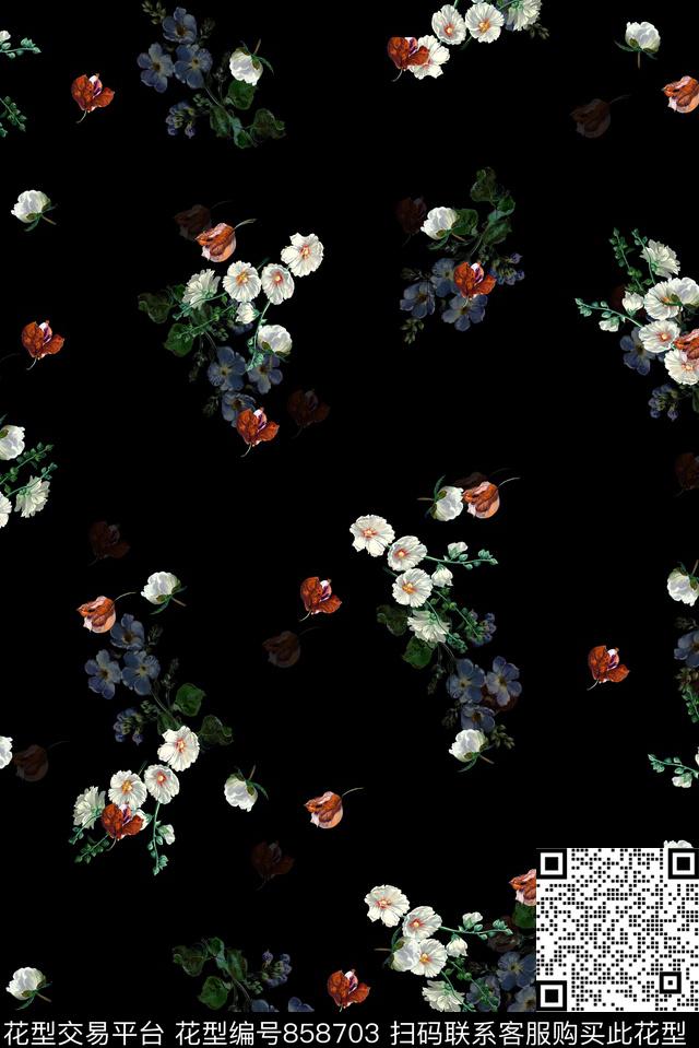 花朵花卉女装数码印花华亿平台下载（图片编号: 858703） - 瓦栏（Walan）