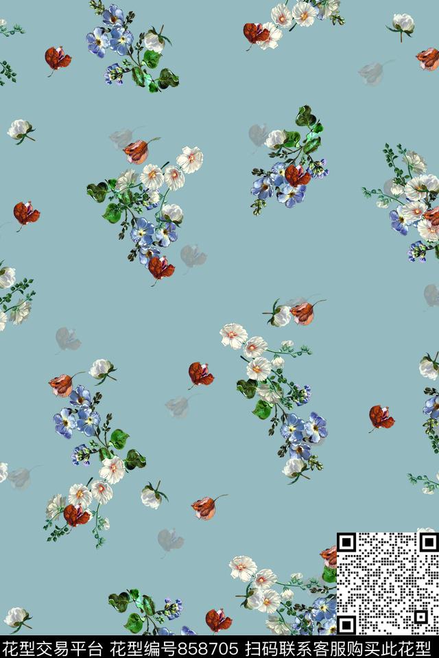 花朵花卉女装数码印花华亿平台下载（图片编号: 858705） - 瓦栏（Walan）