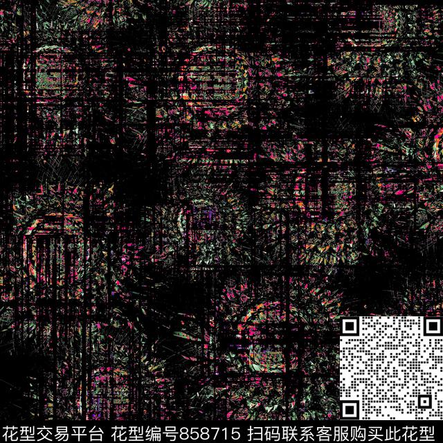 清新风抽象创意花卉数码印花华亿平台下载（图片编号: 858715） - 瓦栏（Walan）