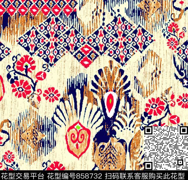 抽象现代潮流少女衣裙系列传统印花华亿平台下载（图片编号: 858732） - 瓦栏（Walan）