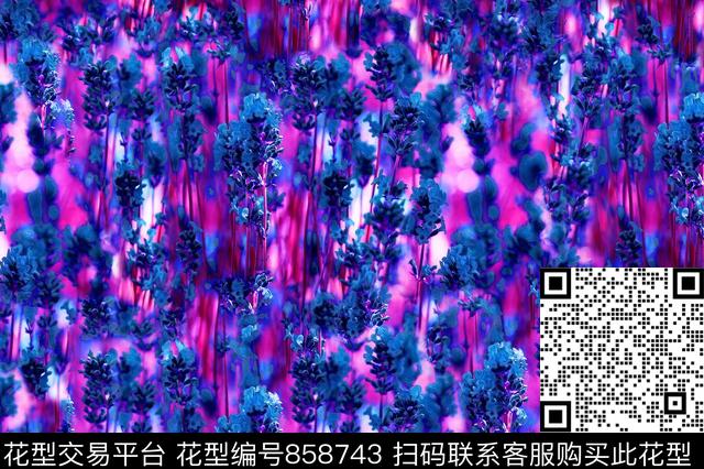 朦胧花卉薰衣草数码印花华亿平台下载（图片编号: 858743） - 瓦栏（Walan）
