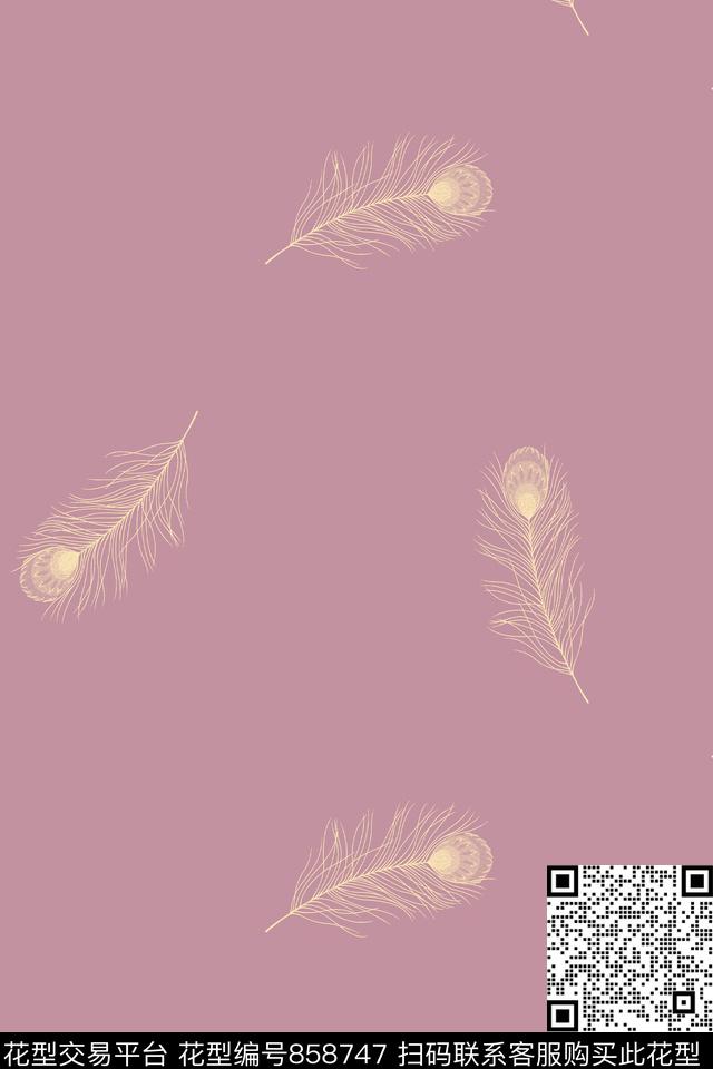 趣味羽毛物品传统印花华亿平台下载（图片编号: 858747） - 瓦栏（Walan）