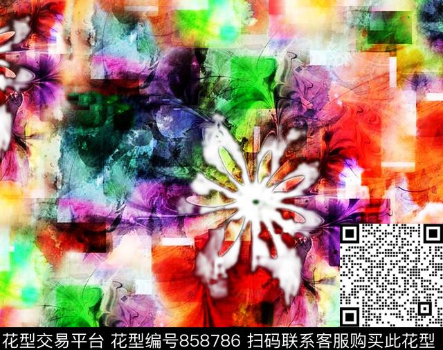 艺术彩色绚丽炫彩数码印花华亿平台下载（图片编号: 858786） - 瓦栏（Walan）