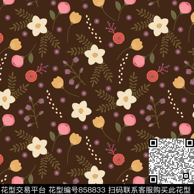 花卉春夏连衣裙传统印花华亿平台下载（图片编号: 858833） - 瓦栏（Walan）