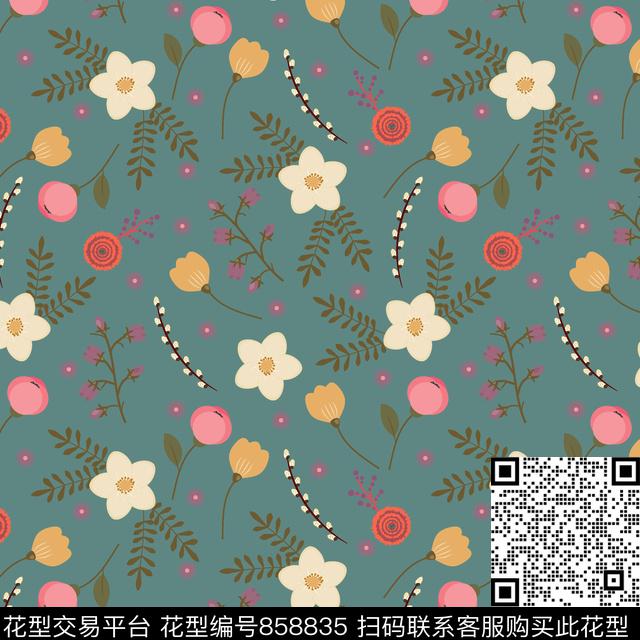 花卉春夏连衣裙传统印花华亿平台下载（图片编号: 858835） - 瓦栏（Walan）