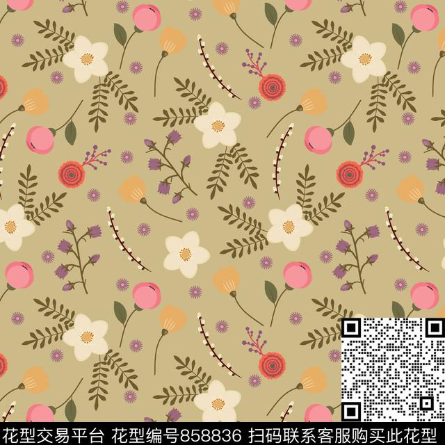 花卉春夏连衣裙传统印花华亿平台下载（图片编号: 858836） - 瓦栏（Walan）