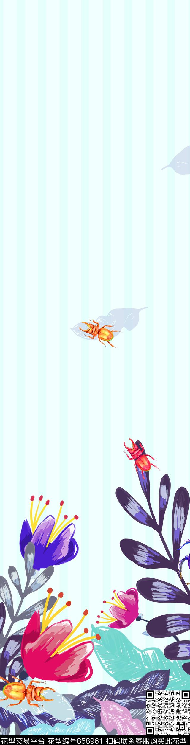 热带花卉、几何时尚传统印花华亿平台下载（图片编号: 858961） - 瓦栏（Walan）