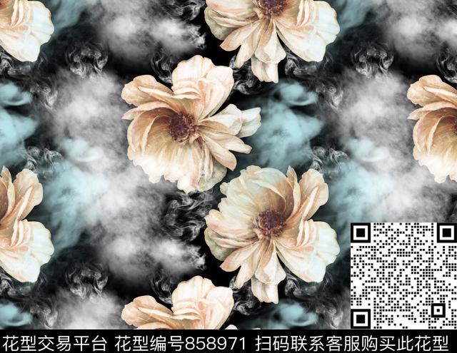 花卉趣味花朵数码印花华亿平台下载（图片编号: 858971） - 瓦栏（Walan）