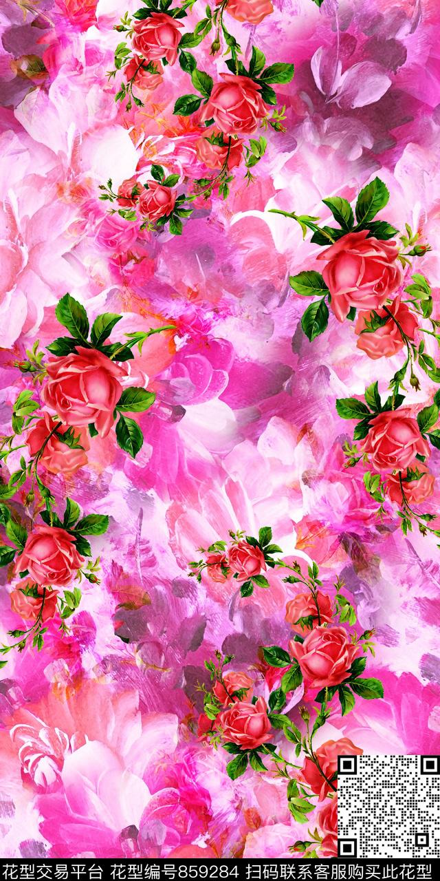 乱花小碎花玫瑰数码印花华亿平台下载（图片编号: 859284） - 瓦栏（Walan）