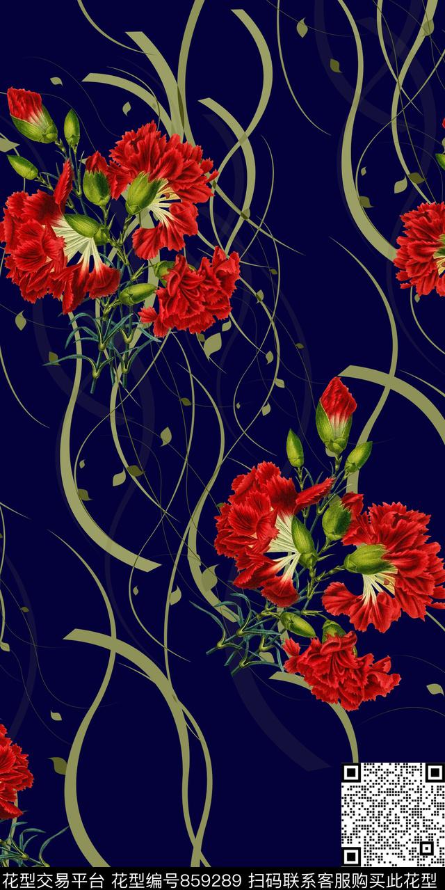 趣味花卉花朵数码印花华亿平台下载（图片编号: 859289） - 瓦栏（Walan）