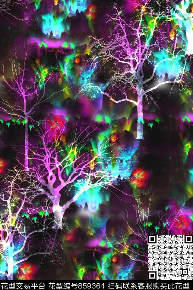 树纹肌理抽象数码印花华亿平台下载（图片编号: 859364） - 瓦栏（Walan）