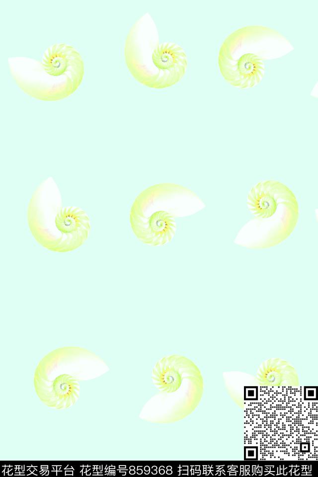 潮流趣味夏日、海螺数码印花华亿平台下载（图片编号: 859368） - 瓦栏（Walan）