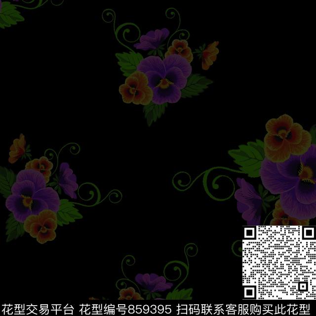 清新风花朵花卉数码印花华亿平台下载（图片编号: 859395） - 瓦栏（Walan）