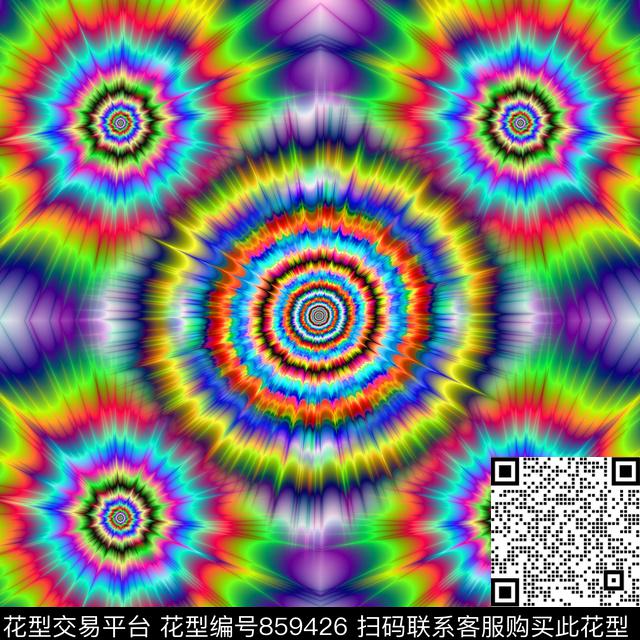 抽象图艺术彩色炫彩数码印花华亿平台下载（图片编号: 859426） - 瓦栏（Walan）