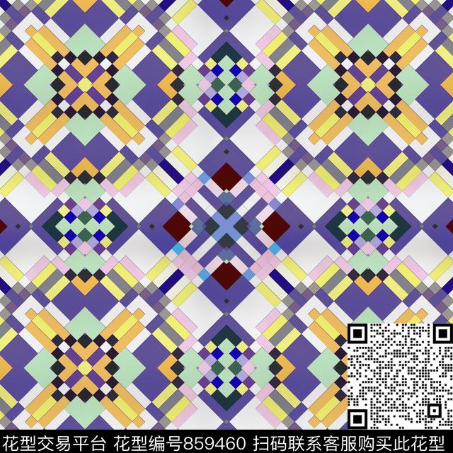 几何条纹格子复古几何图案数码印花华亿平台下载（图片编号: 859460） - 瓦栏（Walan）