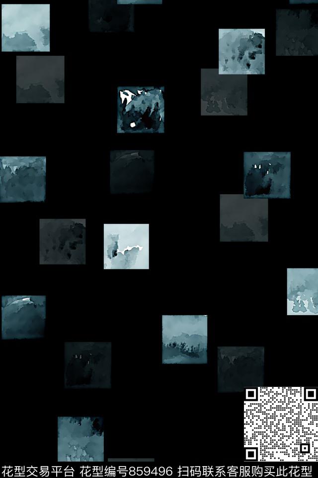 几何纹理拼块男装夹克华亿平台数码印花华亿平台下载（图片编号: 859496） - 瓦栏（Walan）