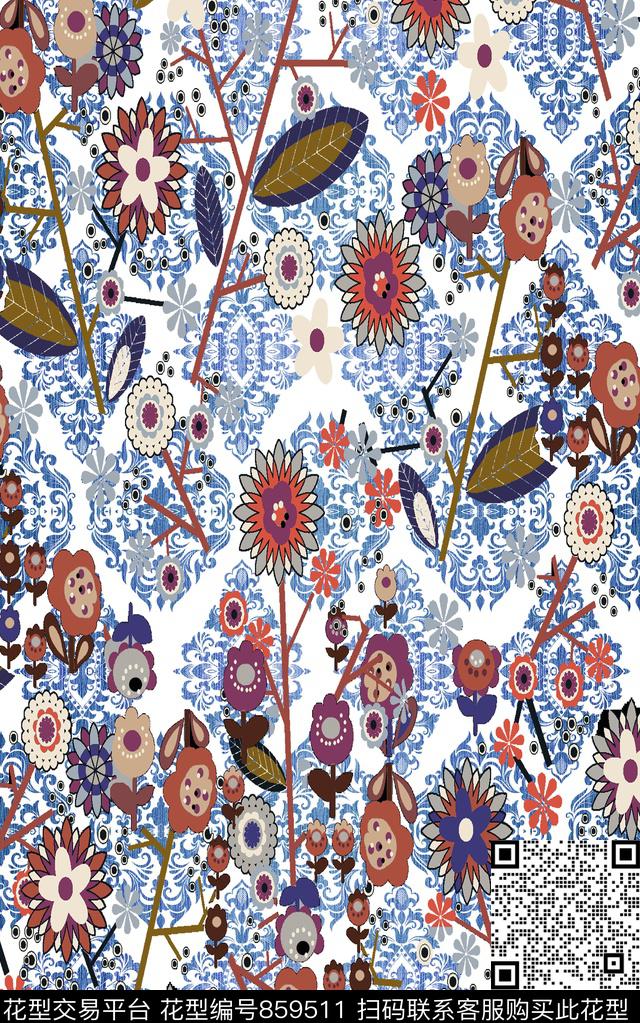 波西米亚中国风民族风传统印花华亿平台下载（图片编号: 859511） - 瓦栏（Walan）