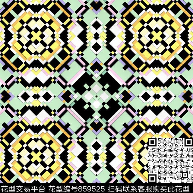 几何条纹格子复古几何图案数码印花华亿平台下载（图片编号: 859525） - 瓦栏（Walan）