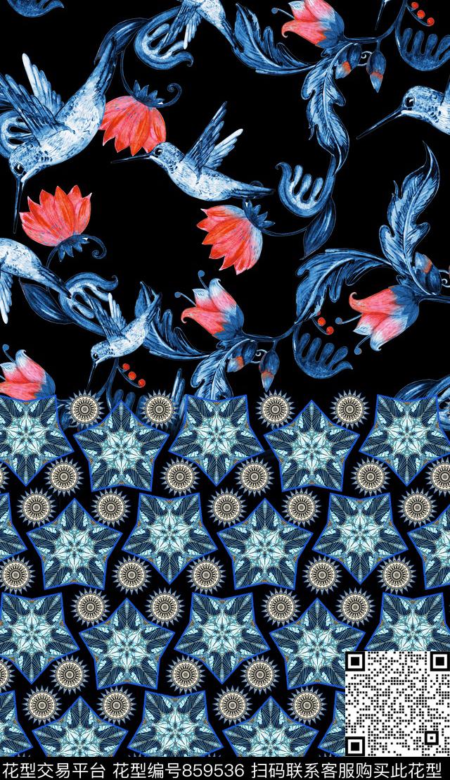 波西米亚中国风民族风数码印花华亿平台下载（图片编号: 859536） - 瓦栏（Walan）