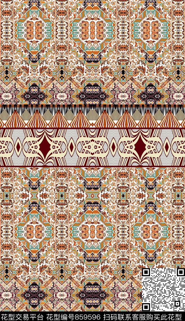 波西米亚中国风民族风数码印花华亿平台下载（图片编号: 859596） - 瓦栏（Walan）