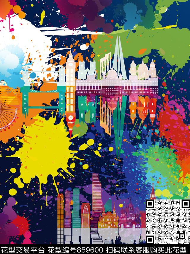 几何抽象迷彩传统印花华亿平台下载（图片编号: 859600） - 瓦栏（Walan）