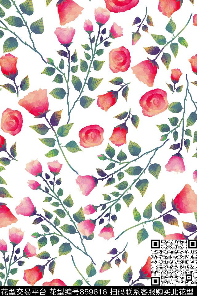 大气华亿平台大花小碎花数码印花华亿平台下载（图片编号: 859616） - 瓦栏（Walan）