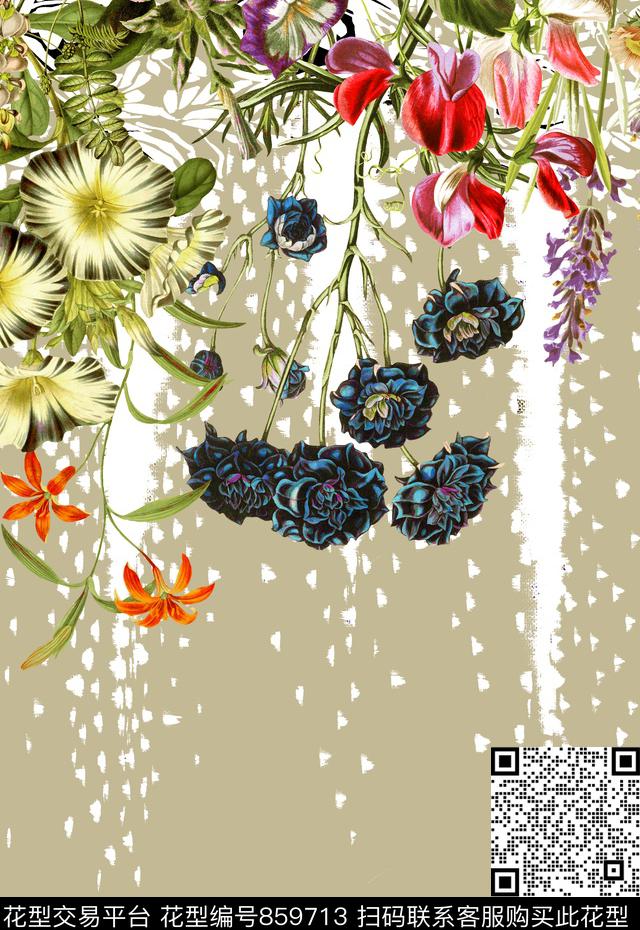 玫瑰花朵小碎花数码印花华亿平台下载（图片编号: 859713） - 瓦栏（Walan）