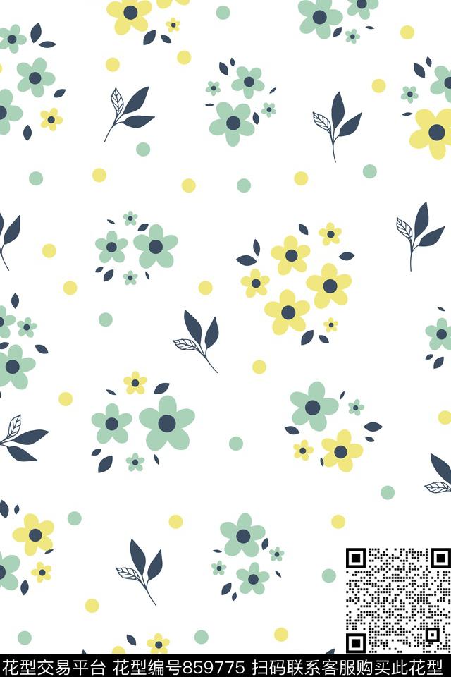 小清新女装花朵传统印花华亿平台下载（图片编号: 859775） - 瓦栏（Walan）