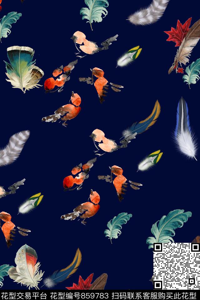 昆虫羽毛鸟数码印花华亿平台下载（图片编号: 859783） - 瓦栏（Walan）