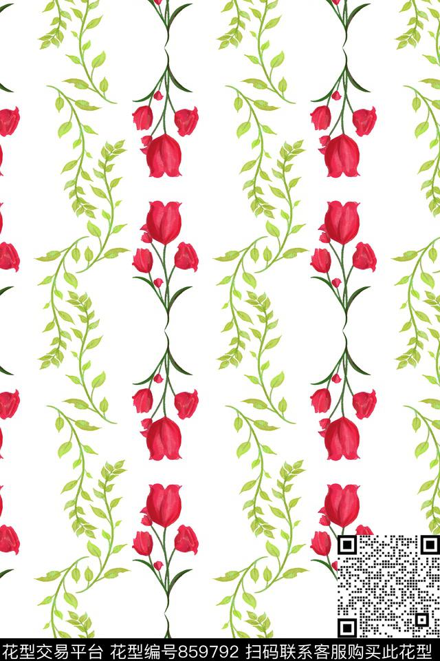 小清新花朵花卉传统印花华亿平台下载（图片编号: 859792） - 瓦栏（Walan）