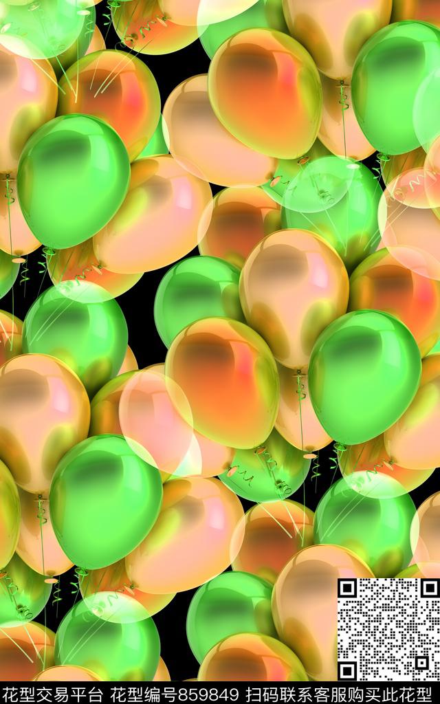 气球时尚写意女装数码印花华亿平台下载（图片编号: 859849） - 瓦栏（Walan）